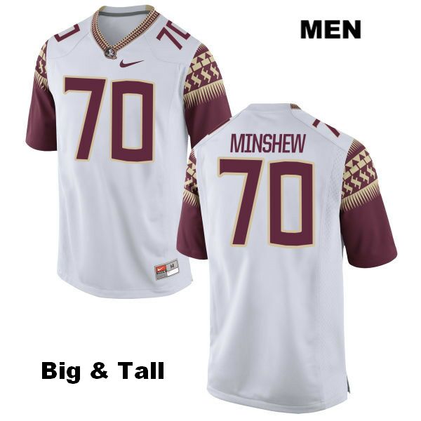 Men's NCAA Nike Florida State Seminoles #70 Cole Minshew College Big & Tall White Stitched Authentic Football Jersey OOB1669NL